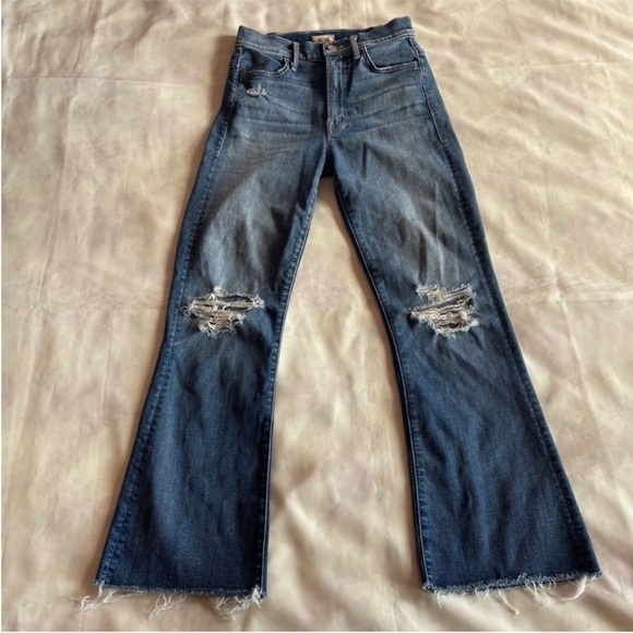 MOTHER- Hustler Ankle Fray Distressed Jeans in Song of The Cowboys Size 24 - Picture 3 of 12